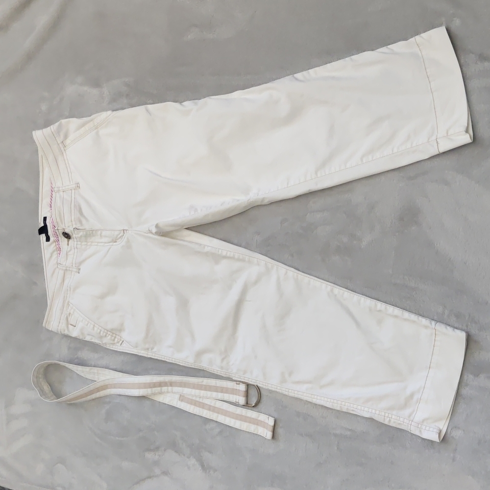 Tommy Hilfiger White Belted Capris Size 8